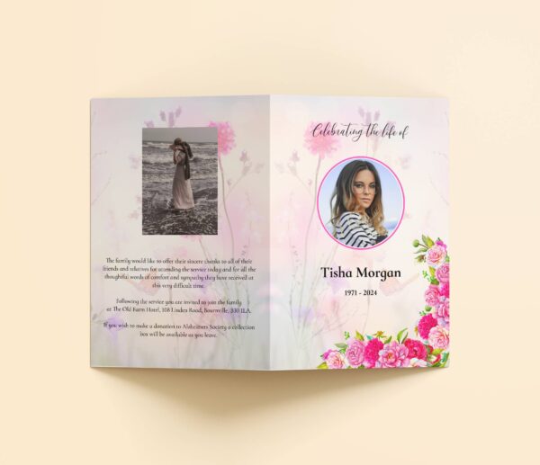 Dreamy floral background funeral order of service template 182 - Image 3