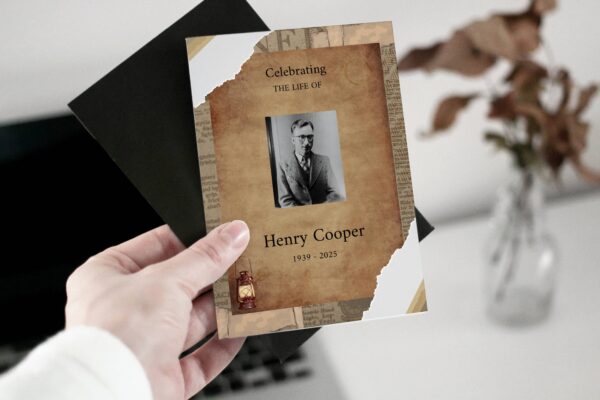 Vintage style funeral order of service template 183 - Image 2