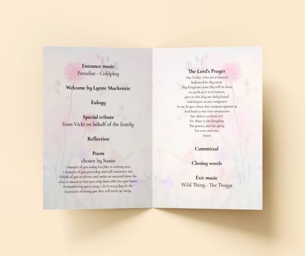 Dreamy floral background funeral order of service template 182 - Image 4