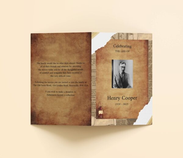 Vintage style funeral order of service template 183 - Image 4