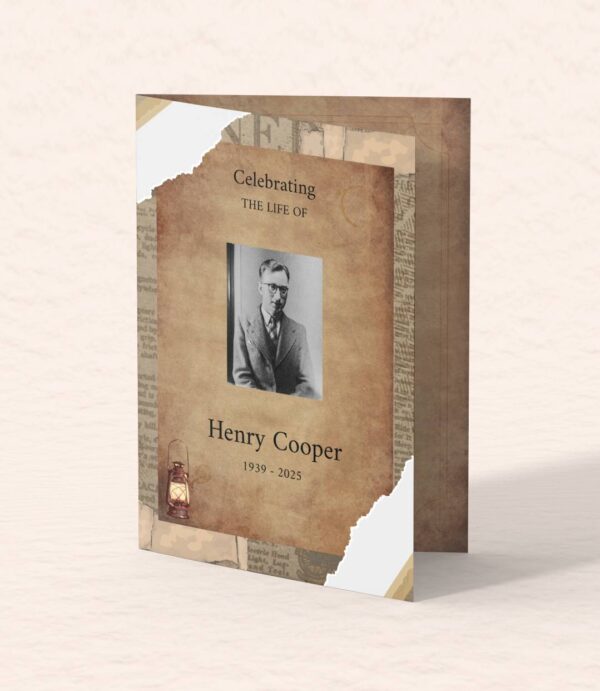 Vintage style funeral order of service template 183 - Image 5