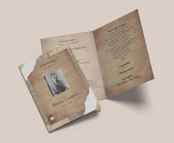 Vintage style funeral order of service template 183 - Image 6