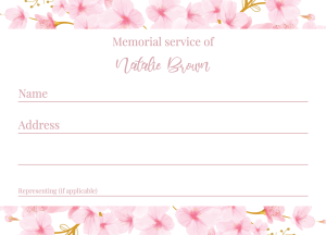 Blossom funeral attendance card 042 - Free Funeral Order of Service Template
