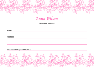Editable floral attendance card 005 - Free Funeral Order of Service Template