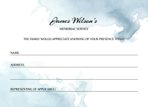 Water colour splash funeral attendance card 007 - Free Funeral Order of Service Template