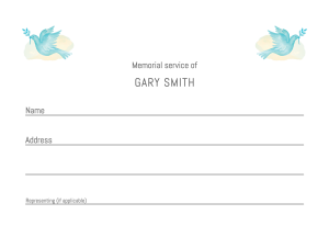 Peaceful funeral attendance card 037 - Free Funeral Order of Service Template