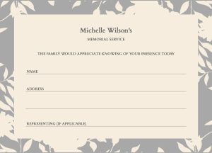 Floral shadow funeral attendance card 004 - Free Funeral Order of Service Template