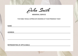 Editable geometrical funeral attendance card 014 - Free Funeral Order of Service Template