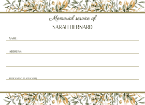 Floral line funeral attendance card 040 - Free Funeral Order of Service Template