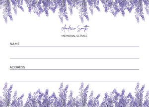 Purple funeral attendance card 044 - Free Funeral Order of Service Template