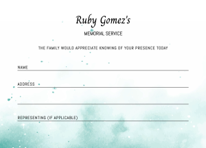 Aqua funeral attendance card 002 - Free Funeral Order of Service Template