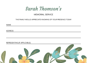 Floral funeral attendance card 009 - Free Funeral Order of Service Template