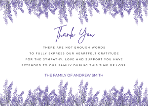 Purple funeral thank you cards 044 - Free Funeral Order of Service Template