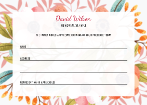 Floral background funeral attendance card 006 - Free Funeral Order of Service Template