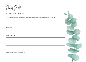 Eucalyptus funeral attendance card 043 - Free Funeral Order of Service Template
