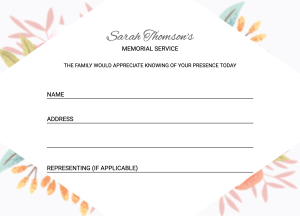 Geometrical floral funeral attendance card 008 - Free Funeral Order of Service Template