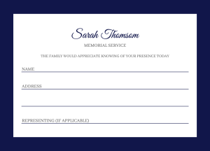 Editable blue background attendance card 012 - Free Funeral Order of Service Template