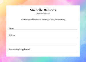 Rainbow colours funeral attendance card 001 - Free Funeral Order of Service Template