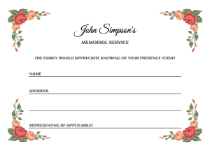 Floral frame funeral attendance card 010 - Free Funeral Order of Service Template