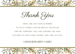 Floral line funeral thank you card 040 - Free Funeral Order of Service Template