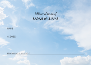 Blue sky funeral attendance card 036 - Free Funeral Order of Service Template