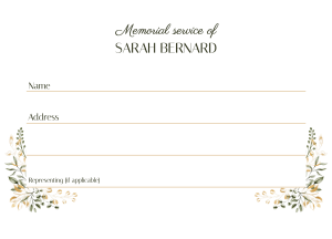 Floral frame funeral attendance card 041 - Free Funeral Order of Service Template